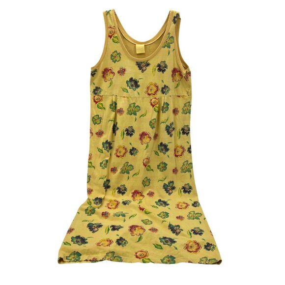 MAZE Vintage Women's Dress size Medium Yellow Floral Cotton Sleeveless midi - Picture 1 of 7